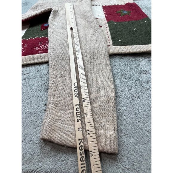 VTG Croft Barrow Womens Medium Ugly Christmas Patchwork Cardigan Sweater Snowman - Picture 6 of 7